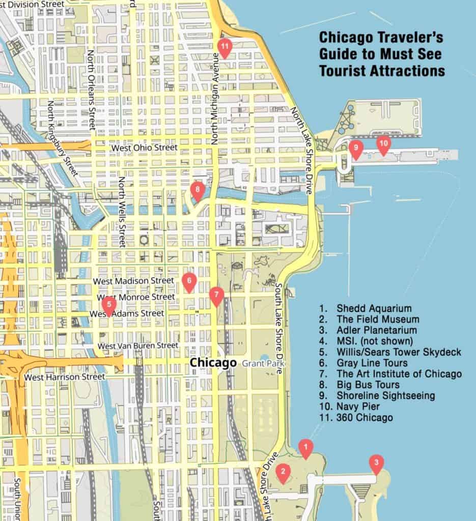 map of chicago tourist attractions